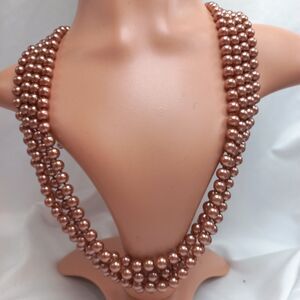 JOAN RIVERS Super Long Champagne Faux Pearl Necklace